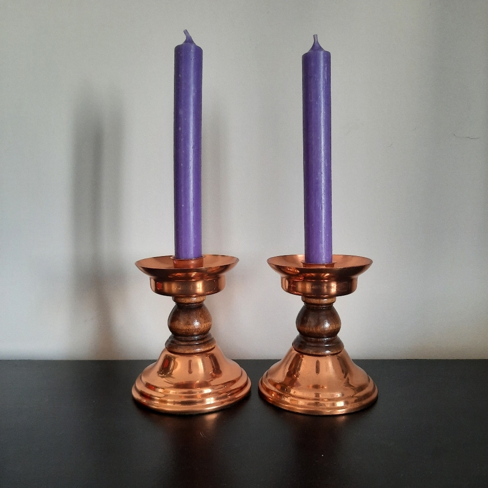 Vintage Coppercraft Guild Copper & Wood Candlestick Holders - Picture 4 of 10